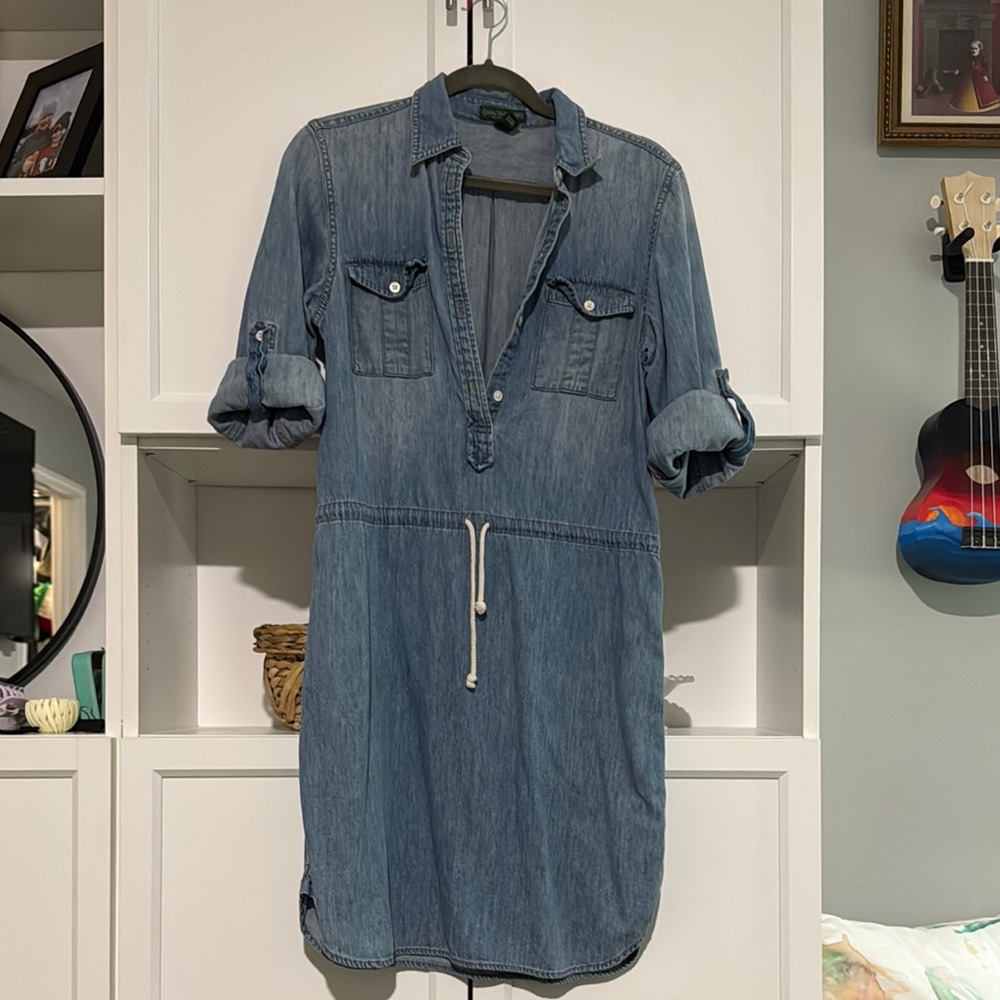 Denim Shirt Dress with Roll-Up Sleeves